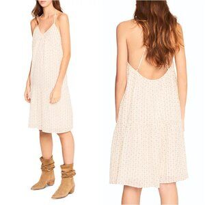 Ba & Sh Ella Printed Flounce Slip Midi Dress Ivory L